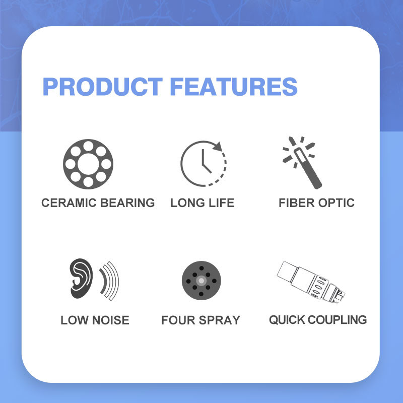 Water Spray Fiber Optic Dental Handpiece Air Turbine With Quadruple High Speed