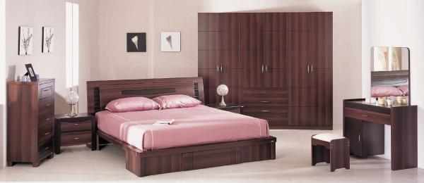 High Quality Home Furniture,Panel Bedroom Set,Wood Bed and Wardrobe,Nightstand