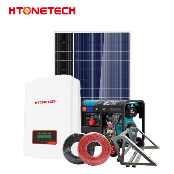 Mono Solar Panel Hybrid PV System 450W 5Kw Diesel Generator Single Phase
