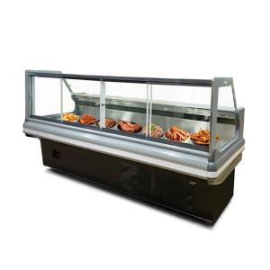 Wholesale Front Flip Butcher Shop Cooked Food Display Refrigerator With Back Sliding Glass Door from china suppliers