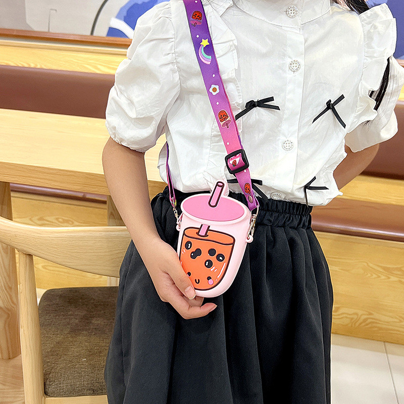 Kwaii Silicone Pencil Case BPA Free Stationery Organizer Makeup Bag Crossbody Shoulder Purse Bag For Kids Christmas Gift