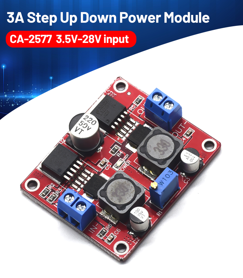 CA-2577 LM2596S 3A Step Down/Up DC-DC Automatic Voltage Regulation Module Board Mount Solar Panel Compatible Converter