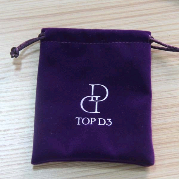 Purple Fabric Personalized Jewelry Pouches , tiny Reusable Drawstring Bags