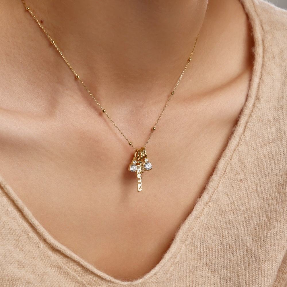 White CZ 4mm 925 Silver Necklace Female Zircon Stone Necklace Luxury DIY