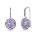 Leaf Shaped Earring Purple diamondearrings AAA+ 925 Sterling Silver Gemstone