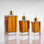 Transparent Custom Logo Bottle 30ml 50ml 100ml With Gold Dropper