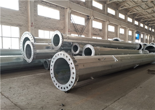 ISO9001 Q420 110kv Tapered Steel Pole With Anchor Bolt , Electrical Power Pole