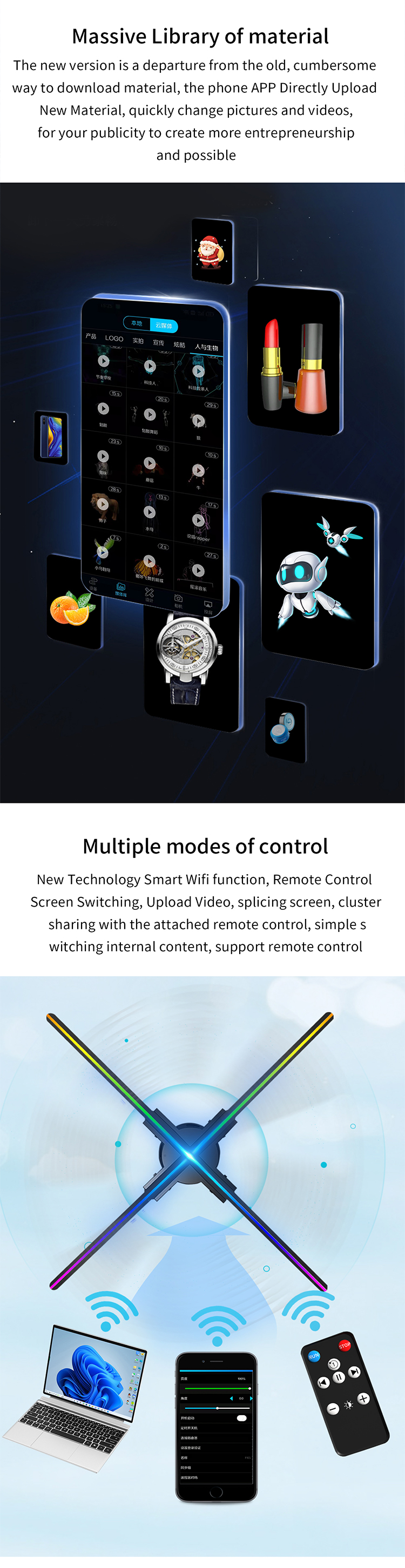 Advertising Strategy With 52cm Hologram Fan 512P Resolution And 4 Blades