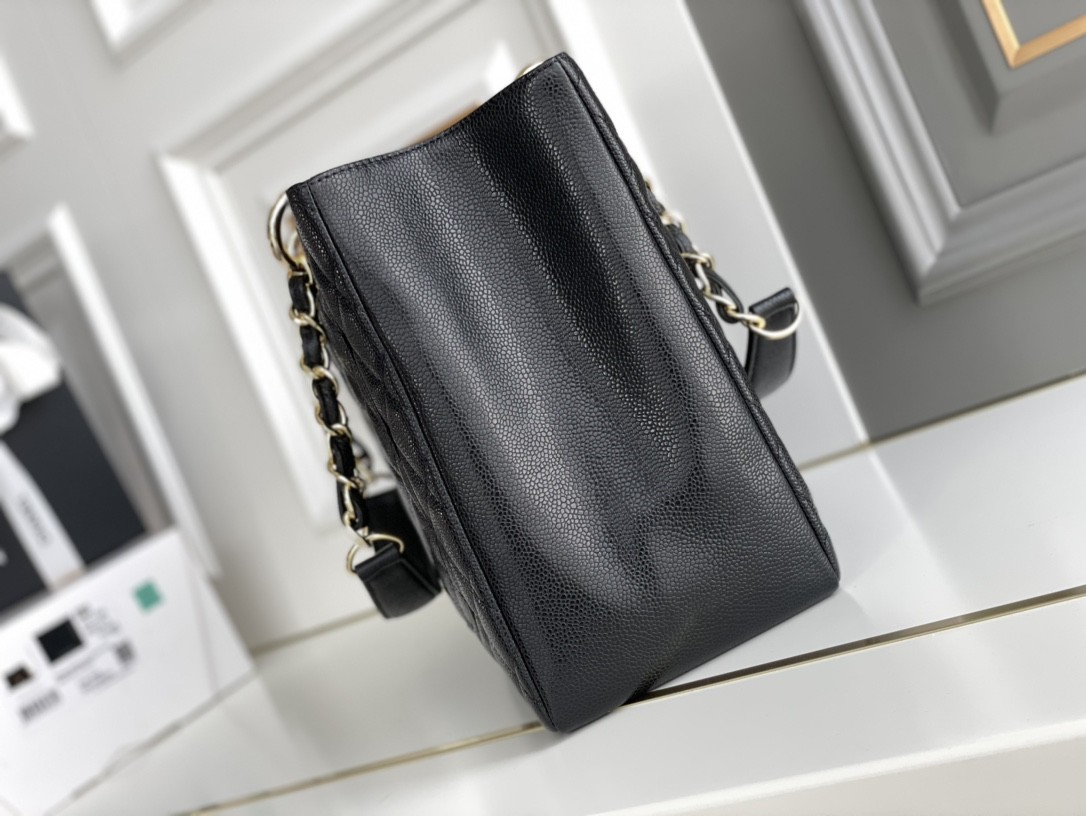 Large Chanel Lychee Leather Caviar Grand Shopping Tote GST Bag