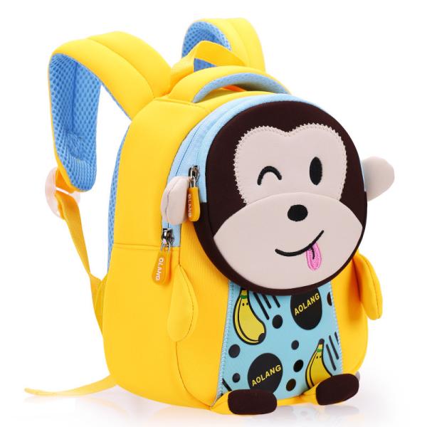 Monkey Waterproof Kids Backpack Neoprene 3D Cute Cartoon Anti Lost Schoolbags 2