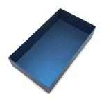 Luxury texture paper navy blue color silver foil stamping logo shirt packaging