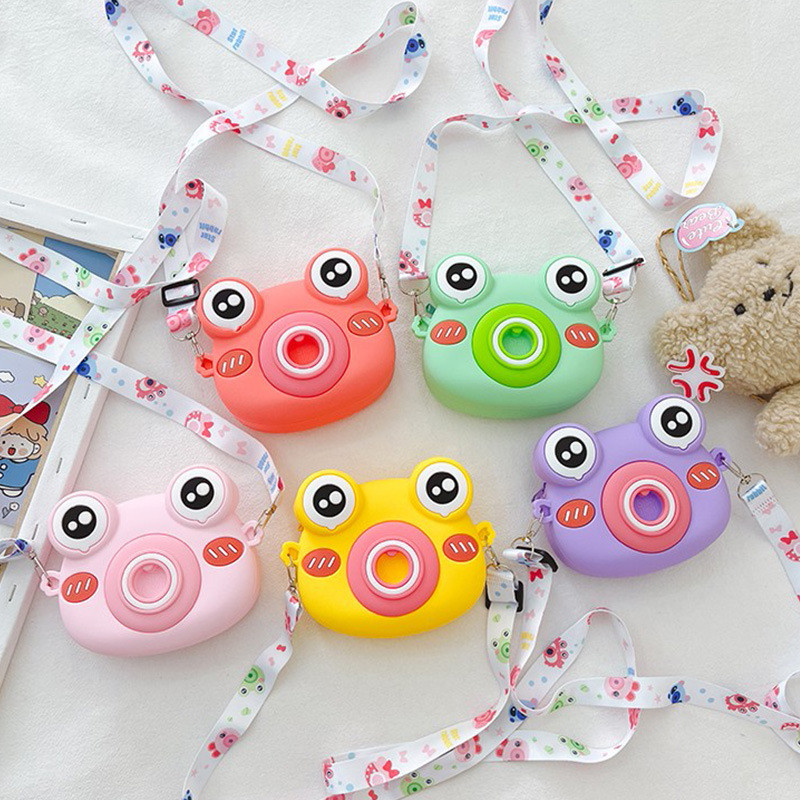 Cute Frog Silicone Pencil Box School Supplies Pencil Case For Kids Makeup Bag Shoulder Bag For Christmas Birthday Gift