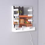 Wall Mounted USB Interface 4mm Mirror Wood Makeup Dressing Tables