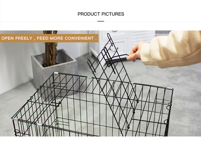 Stainless Steel Foldable Pet Cage Collapsible Metal Pet Crate With Removable Tray