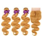 Unprocessed Virgin Hair Extension #27 Body Wave Hair 3 Bundles With Closure