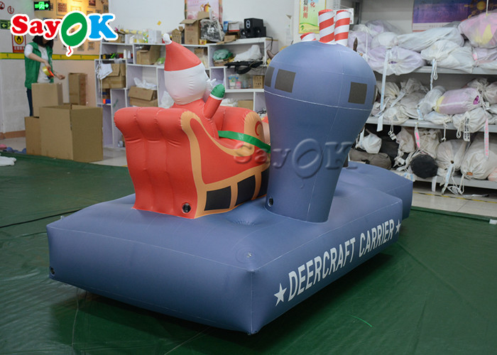 2.5m 7.5ft Inflatable Holiday Decorations Xmas Santa Claus Three Reindeer Pull Carts