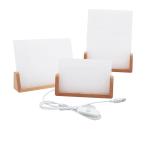 Acrylic Sublimation Photo Frames With Warm Color Light Wood Base Stand LED Night