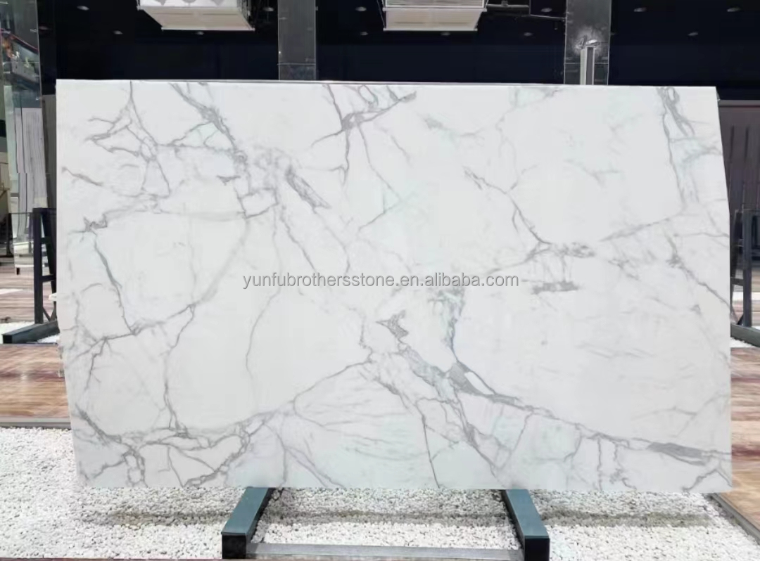 Polished Natural Statuario White Marble Big Slab for Italian Flooring and Wall Tiles
