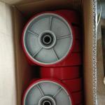 1850 Red Pallet Jack Wheels Double Ball Bearing Iron PU Pallet Truck Drive