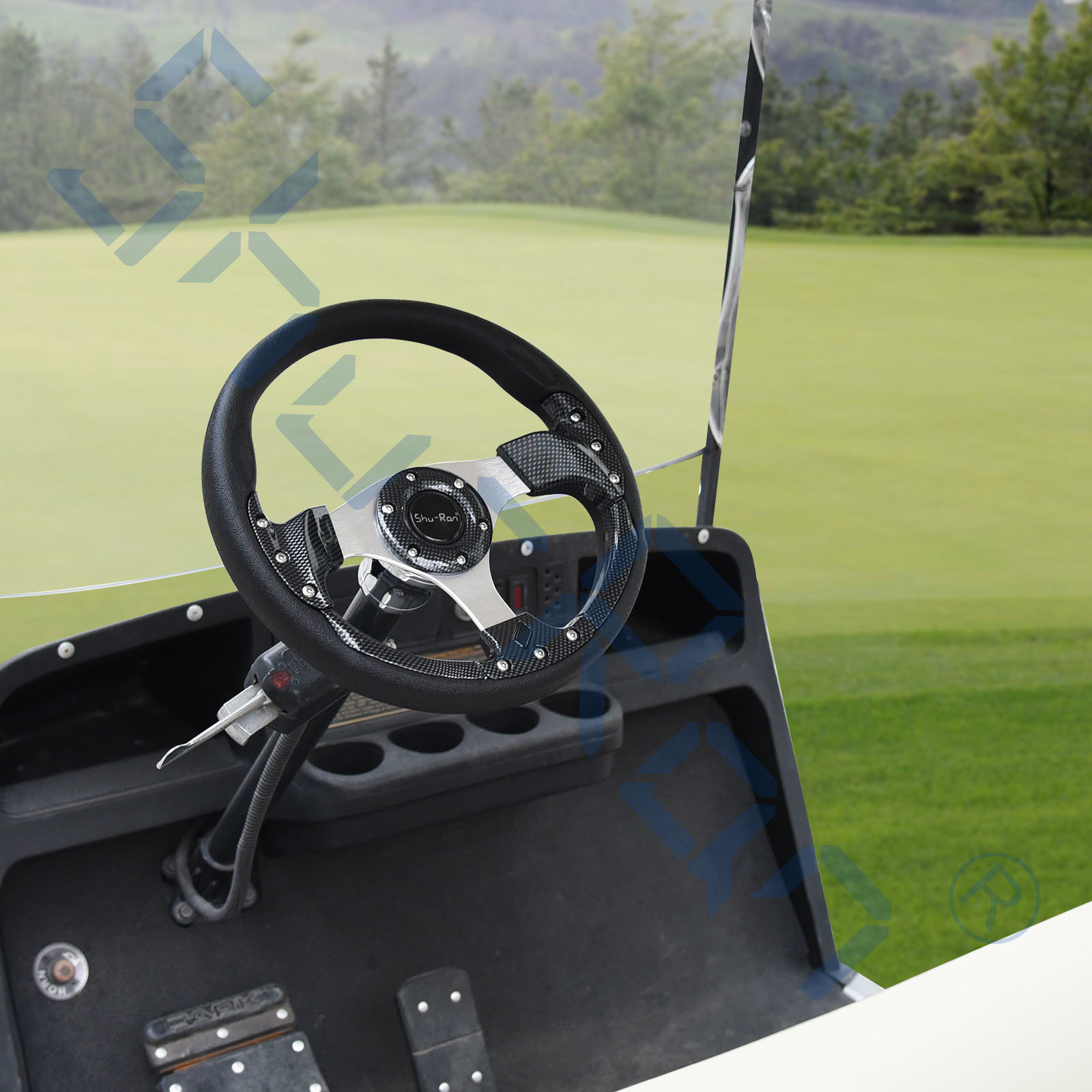 Golf Cart Racing Carbon Fiber Steering Wheel For Club Car, EZGO, And Yamaha