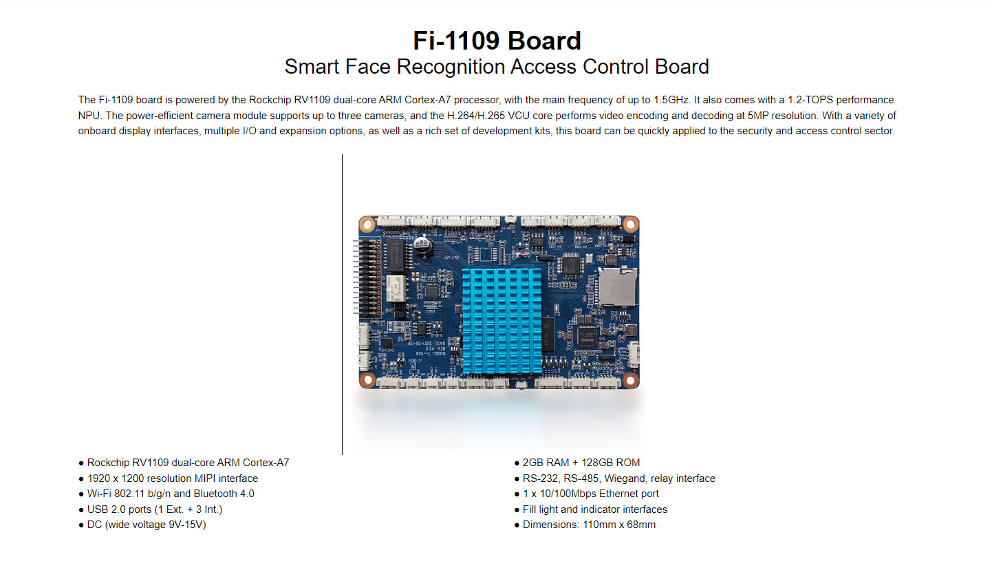 Face Recognition Access Control Motherboard Fi-1109 Wiegand, relay interface