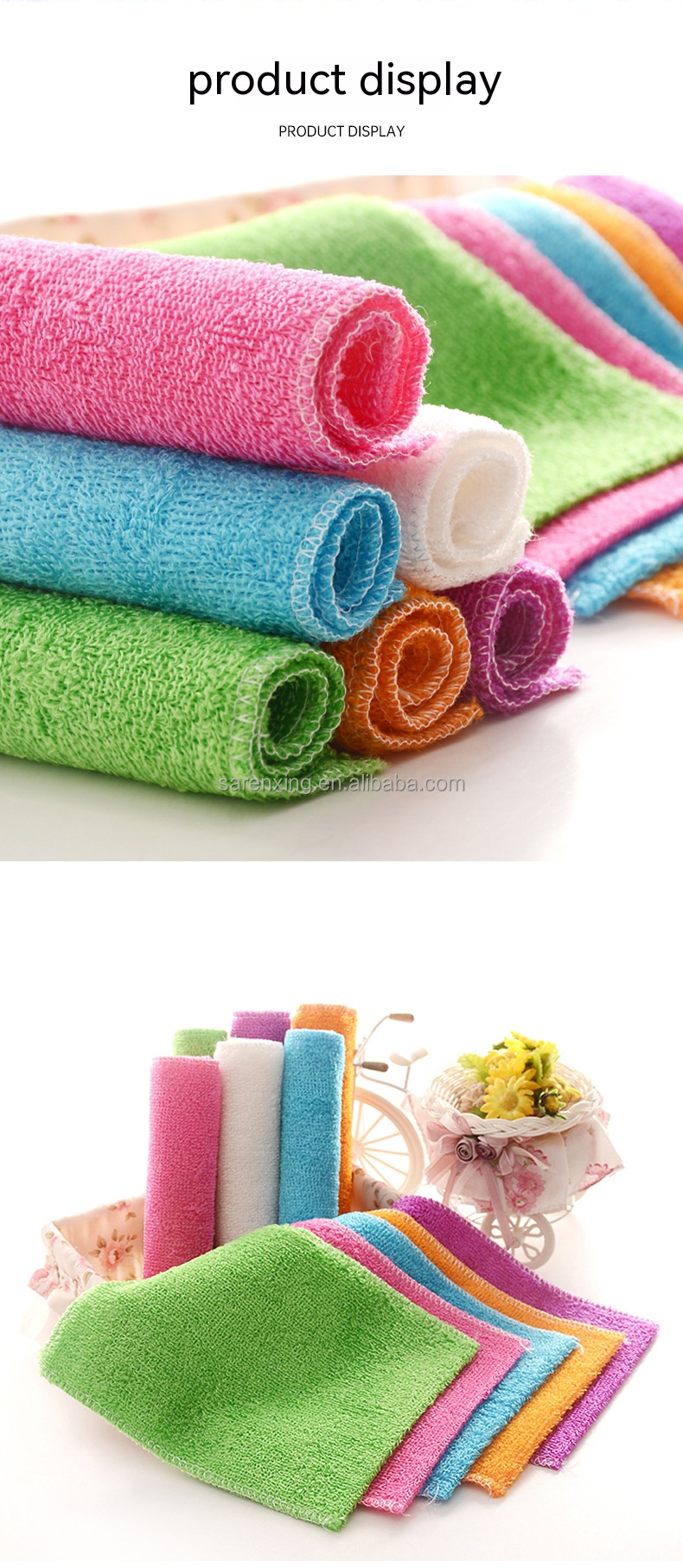 Rectangle Microfiber Kitchen Cleaning Towel with Small Stripe Fabric and Customer Logo