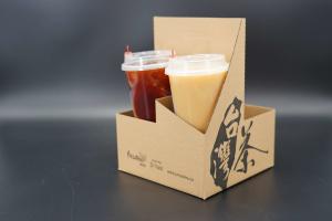 Wholesale 2/4 Cups Kraft / Cardboard Paper Coffee Cup Holder / Carrier Custom from china suppliers