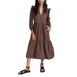 Wholesale Casual Dresses View Larger Imageadd to Compareshareladies Poplin V Neck Dress for Women Long Sleeve Clothing Manufacturers Elegant Striped Print from china suppliers