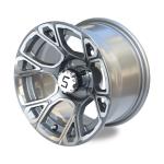 Golf Cart 12 Inch Machined/Gunmetal Aluminum Wheels Including Center Caps 4x4
