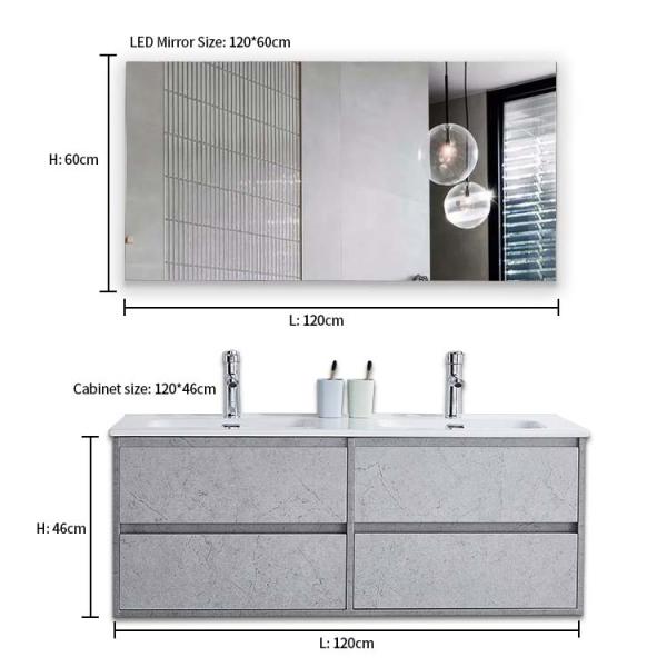 Gray Modern Vanities Set Bathroom Vanity Cabinets With Single Ceramic Basin