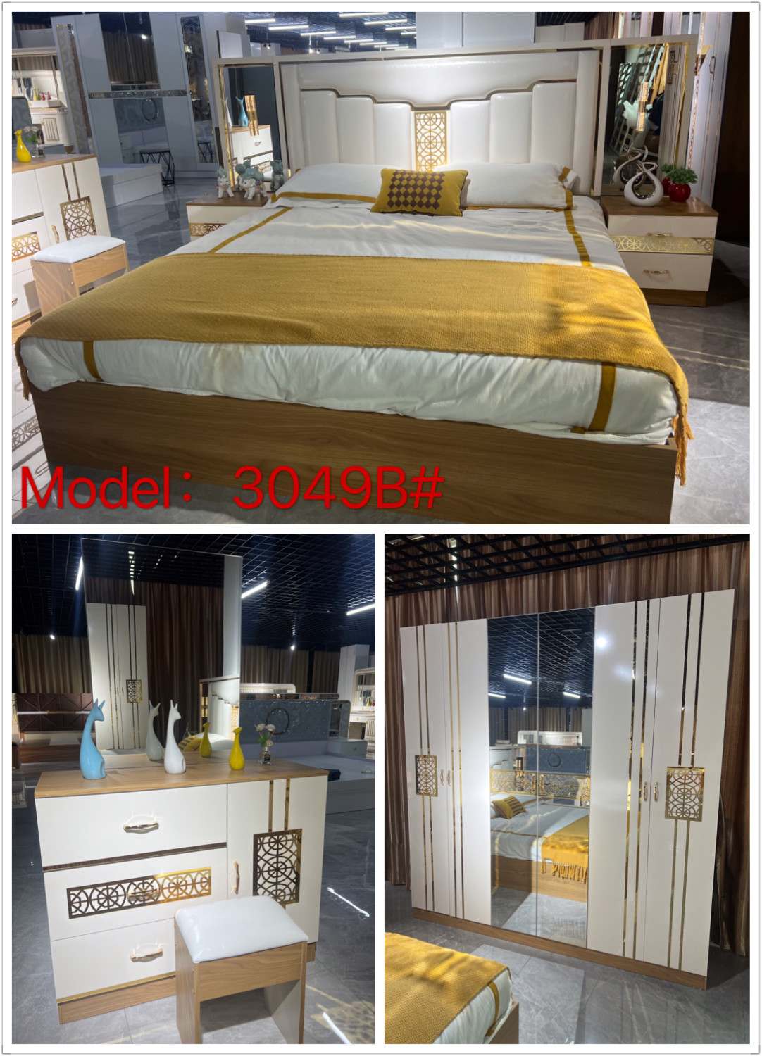 Luxury Upholstered Hotel Style Bedroom Furniture 1.8 Meter Bedroom Set