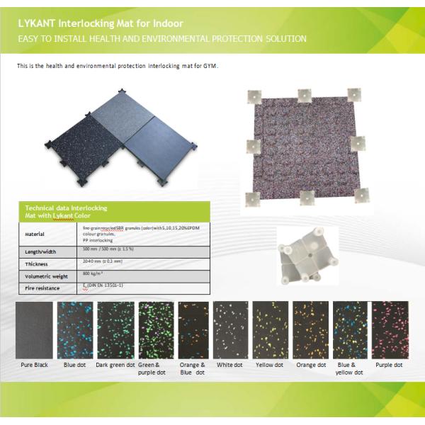 Breathable Sports Floor Tiles Blue Gym Floor Carpet Tiles 500X500X20mm