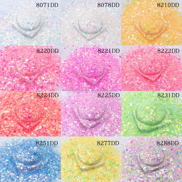 Nail Decoration Polyester Hexagonal Holo Glitter Mix Rainbow Chunky Glitter For Christmas Supplies