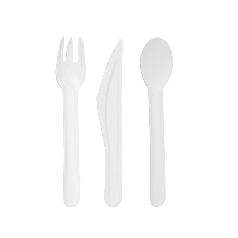 GZ Bio 4 Inches Disposable Paper Cutlery Set Spoon With Kraft Paper Outer Packing Pattern Design