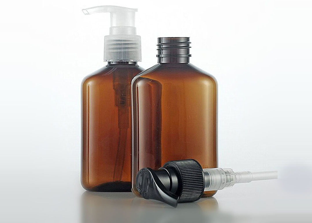 Brown 125ml Amber Square Pet Bottle With Cleanser Pump