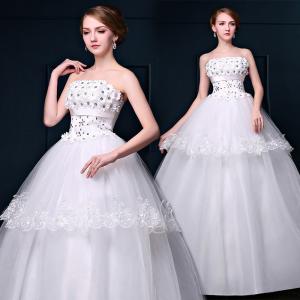 Wholesale Hot Sale Appliques Beading Wedding Dress White Princess Waist Organza Wedding Dress from china suppliers