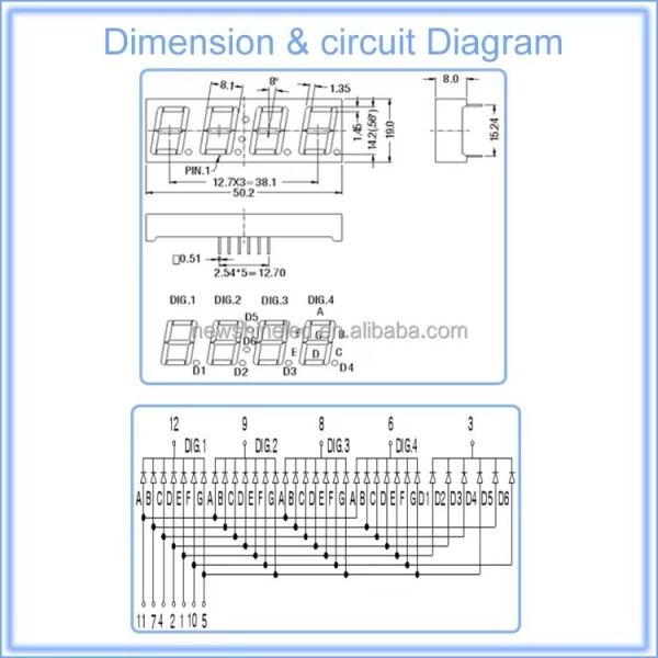 Robust LED 7 Segment Clock Display 0.56 Inch 4 Digit Digital Display Unit Ideal for Industrial Automation and Control Panels