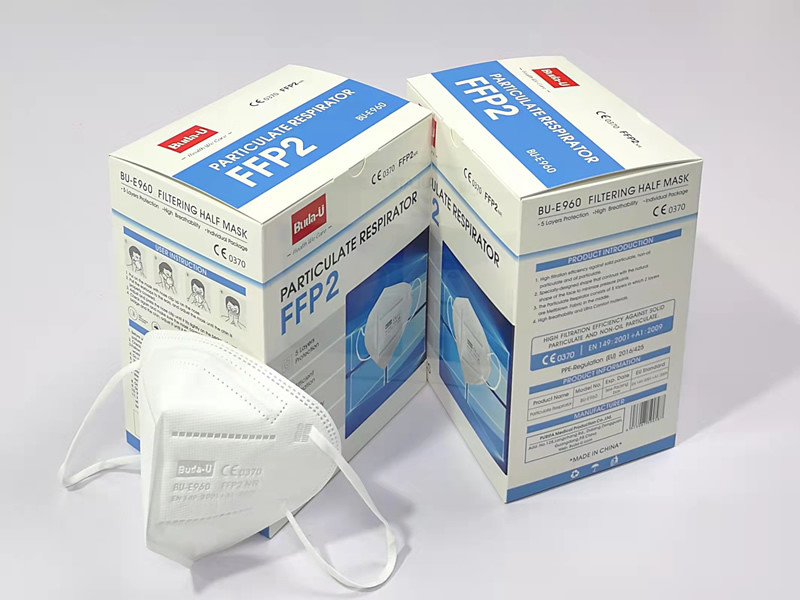 BU-E960 Adult FFP2 Filtering Half Face Mask Five Layer With High Efficiency CE 0370
