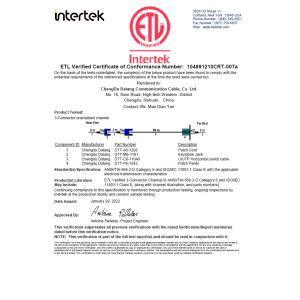 Chengdu Datang Communication Cable, Co. Ltd. Certifications