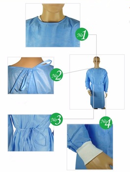 SPP Or SMS Material Disposable Isolation Gown With Different Weight