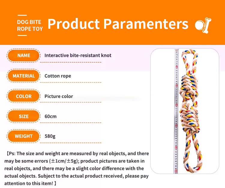 Dog Toy Pet Cotton Rope Toy Tough Rope Mixed Color Fun and Durable for Active Pets