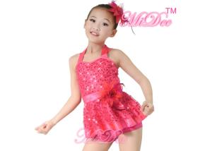 Wholesale MiDee Fuchsia Jazz &amp; Tap Costumes Outfits 2 Pieces Halter Sequin For Girls from china suppliers