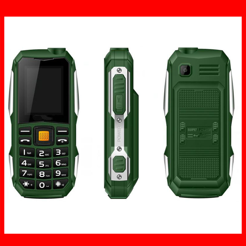 Black Green Orange Color 1.77inch lcd screen display tough military mobile phone with 2400mah battery feature phone