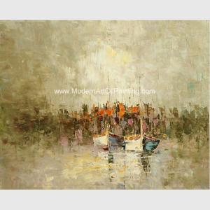 Wholesale Framed Palette Knife Oil Painting , Abstract sailboat scenery wall art painting from china suppliers