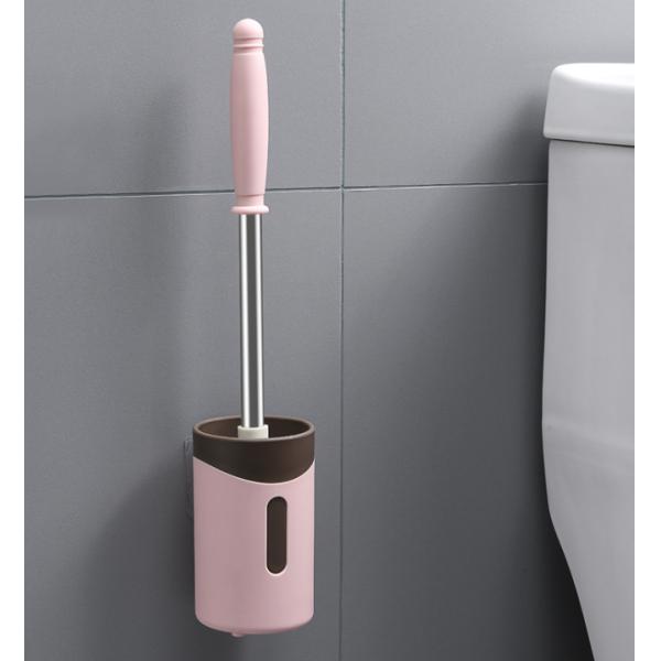Stainless steel toilet brush no dead corner toilet brush long handle dead corner soft bristle brush household no-punch cleaning