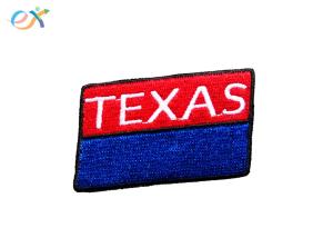 Wholesale Rectangle Shape Embroidered Letter Patch Blue And Red Colors TEXAS Word from china suppliers