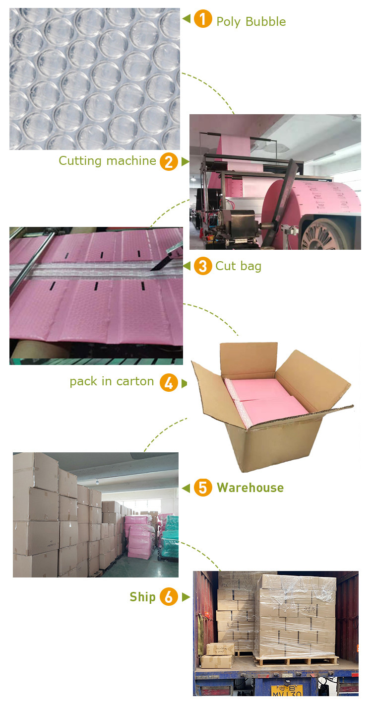 OEM ODM Bubble Poly Mailers Custom Self Sealing Shipping Bags Shock Absorption