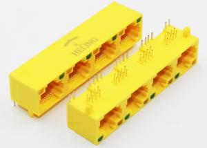 Wholesale Four Ports Harmonica Ganged RJ45 Lan Jack For Network Routers Yellow Color from china suppliers
