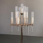 ZT-530 luxury metal gold candelabras with floating candle holders glass chimney
