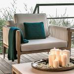 Outdoor Hotel Teak Table And Sofa Set Woven Rope Sofa For Garden Furniture